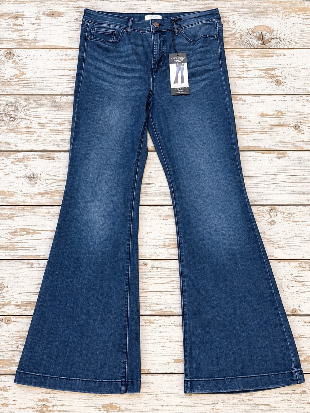 Sofia Jeans by Sofia Vergara Melisa High Rise Flare Jeans Blue Denim